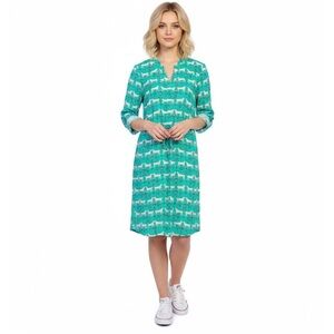 Crown & Ivy Monkey Print Dress Teal Green Blue Size Small/Medium